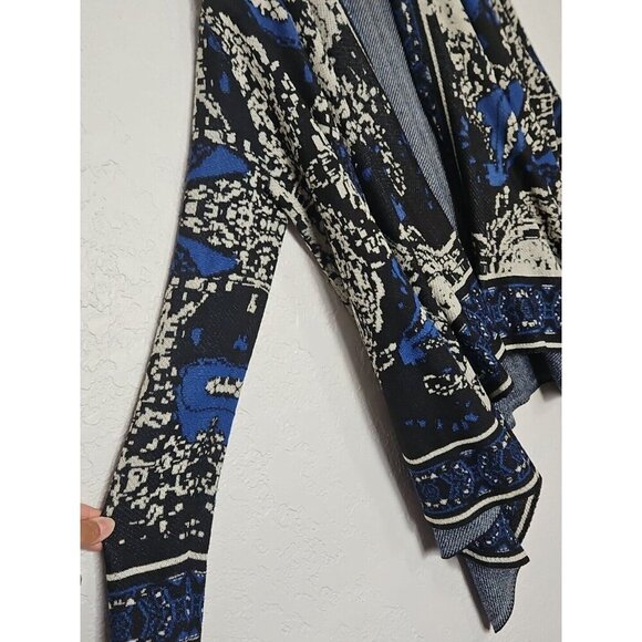 Jealous Tomato Women Blue Black Open Cardigan Size Small Long Sleeve - Picture 2 of 6